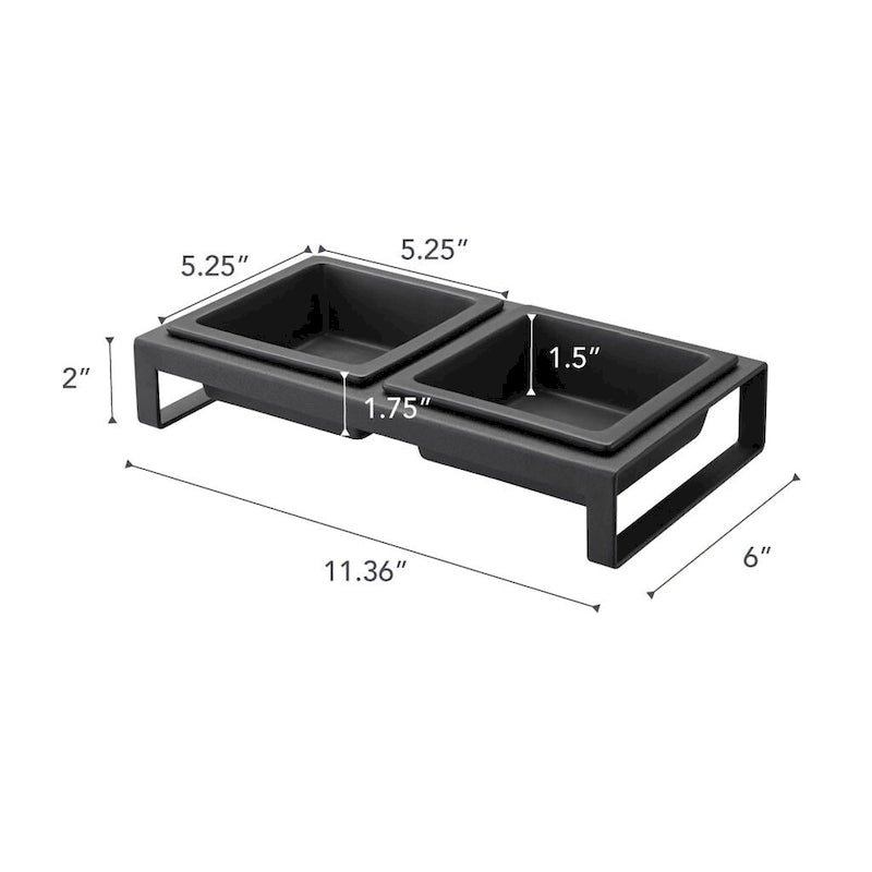 Futternäpfe mit Ständer – Stahl & Keramik, 1,25 Tassen pro Napf
