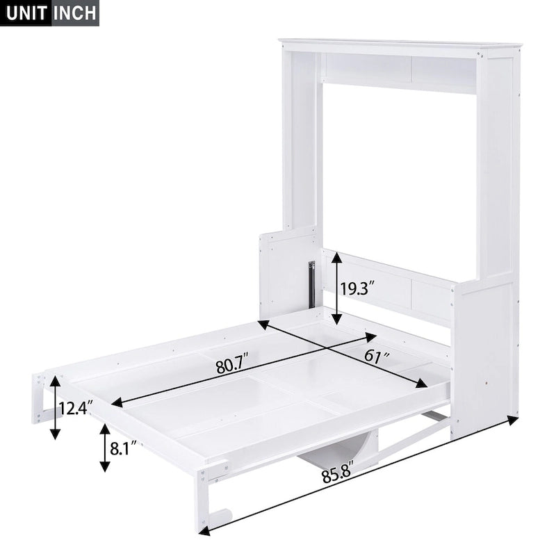 Queen-Size Massivholz-Murphy-Bett mit Regal