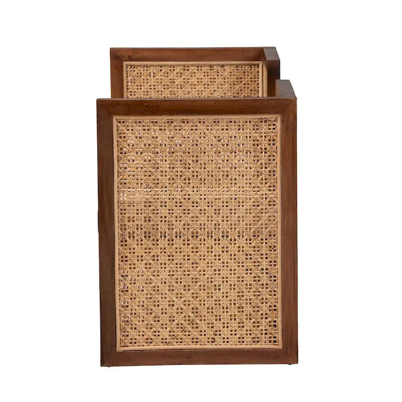 Bohemian Akzentbank aus Rattan und Akazienholz, Hellhonig