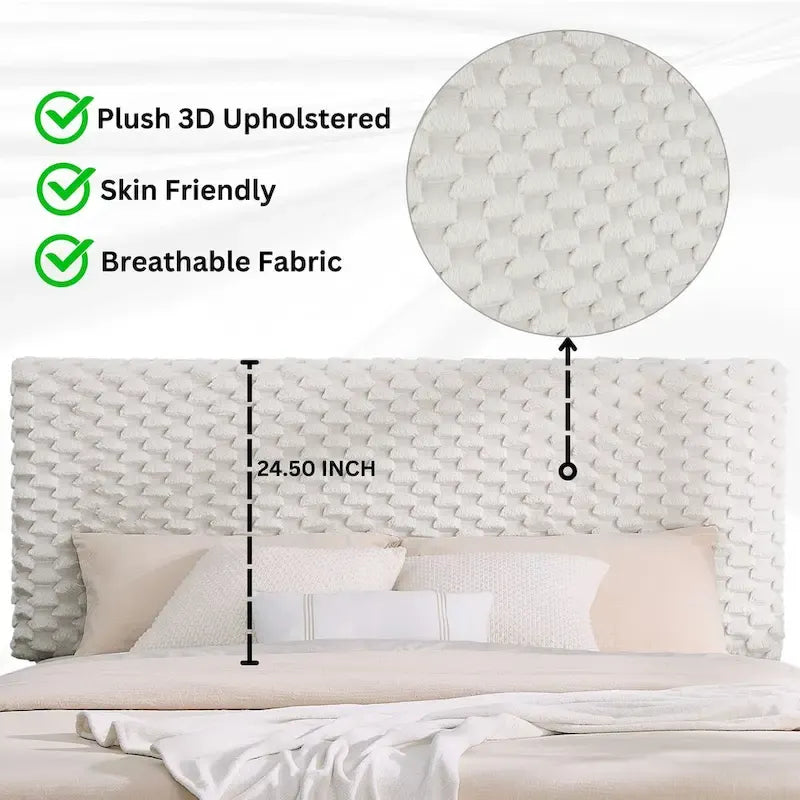 Plüschiges 3D Polsterplattformbett, White Dove