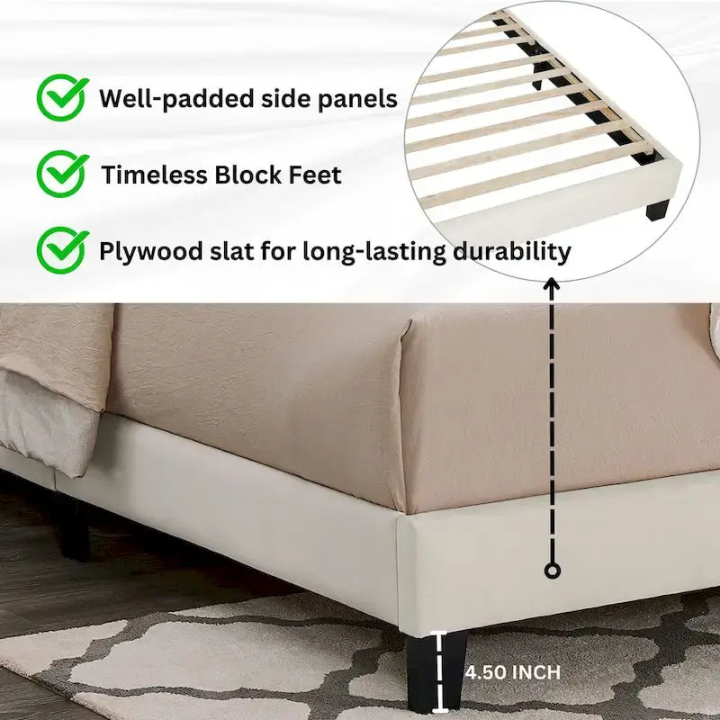 Plüschiges 3D Polsterplattformbett, White Dove