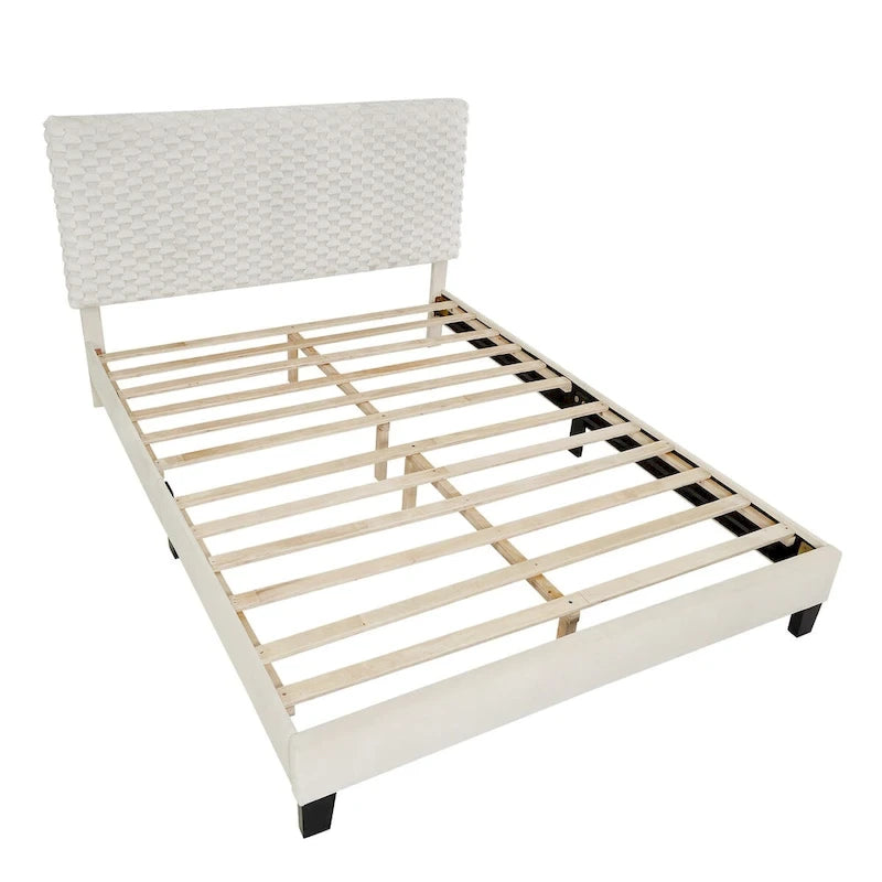 Plüschiges 3D Polsterplattformbett, White Dove