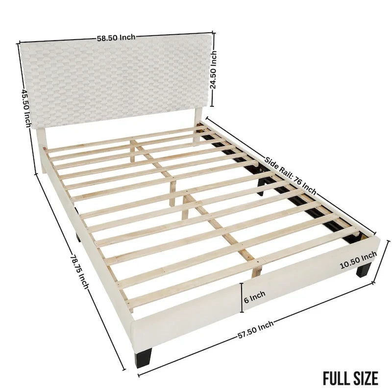 Plüschiges 3D Polsterplattformbett, White Dove
