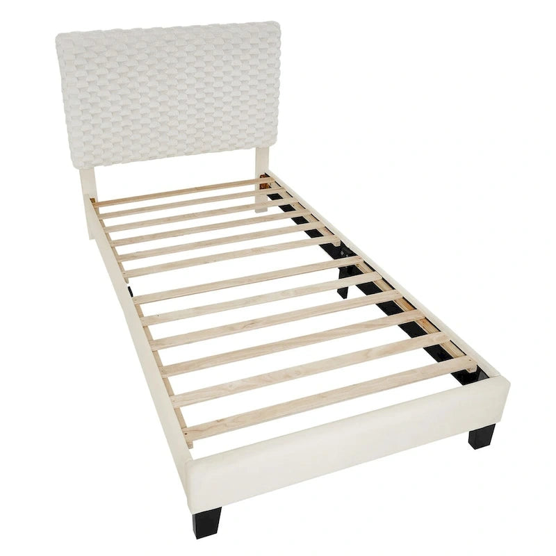 Plüschiges 3D Polsterplattformbett, White Dove