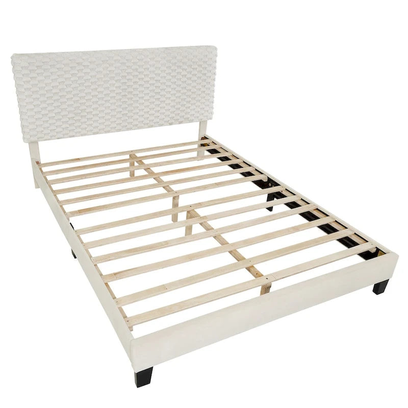 Plüschiges 3D Polsterplattformbett, White Dove