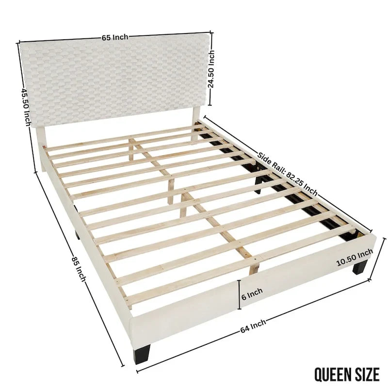 Plüschiges 3D Polsterplattformbett, White Dove