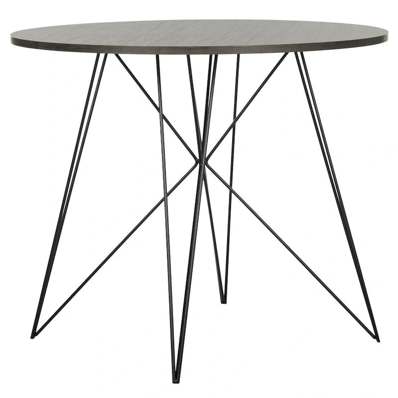 Dunkelgrauer/schwarzer runder Esstisch – 89,9 x 89,9 x 74,9 cm