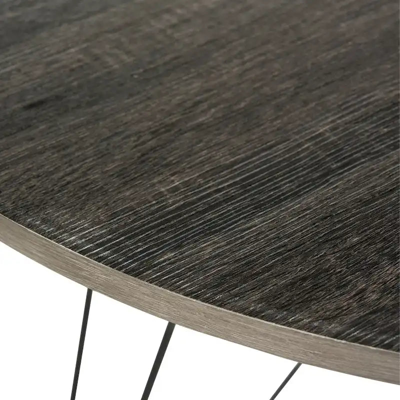 Dunkelgrauer/schwarzer runder Esstisch – 89,9 x 89,9 x 74,9 cm