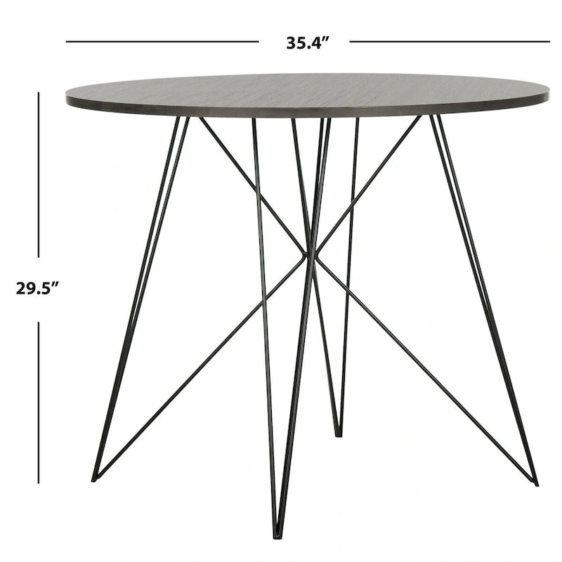 Dunkelgrauer/schwarzer runder Esstisch – 89,9 x 89,9 x 74,9 cm